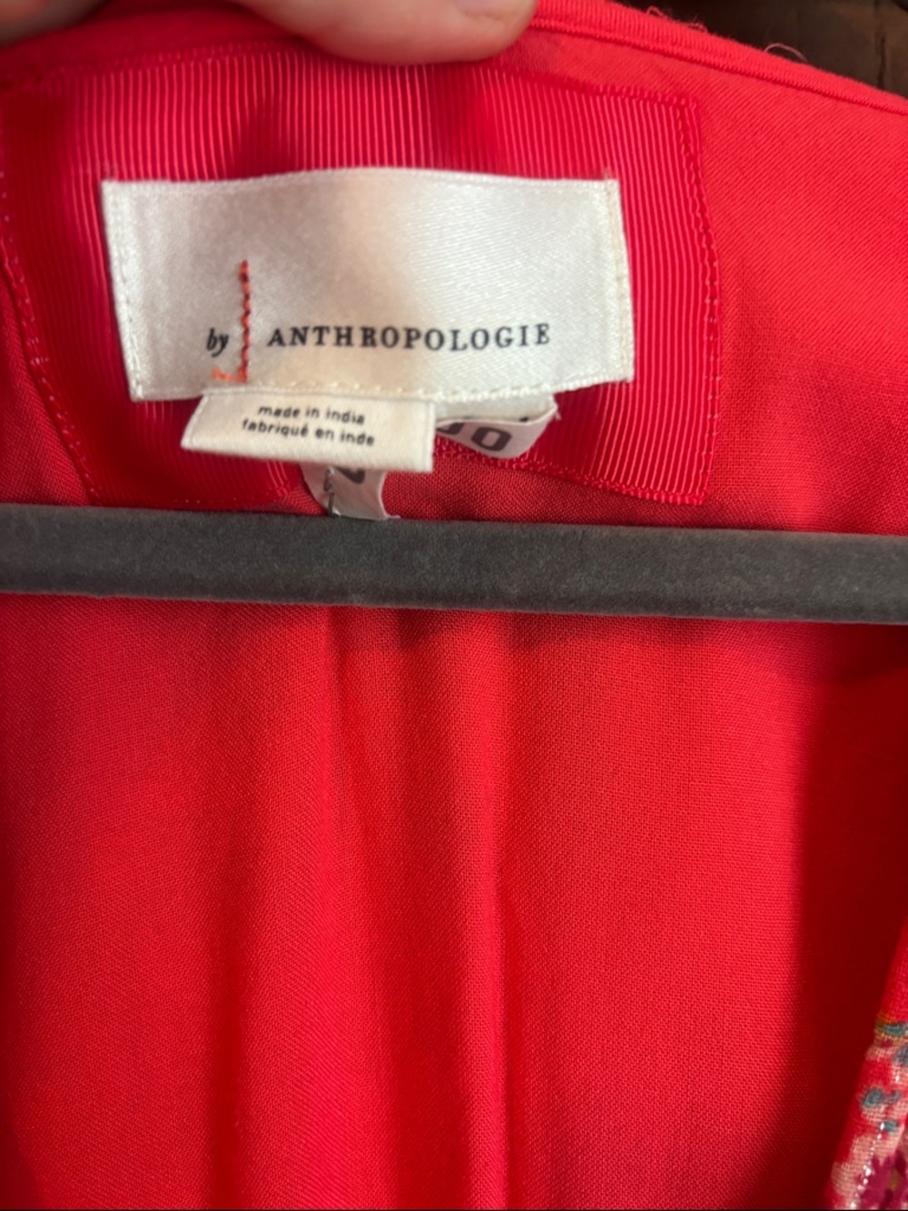 Anthropologie Red Paisley V-Neck Maxi Dress with Puff Sleeves - Picture 2 of 8